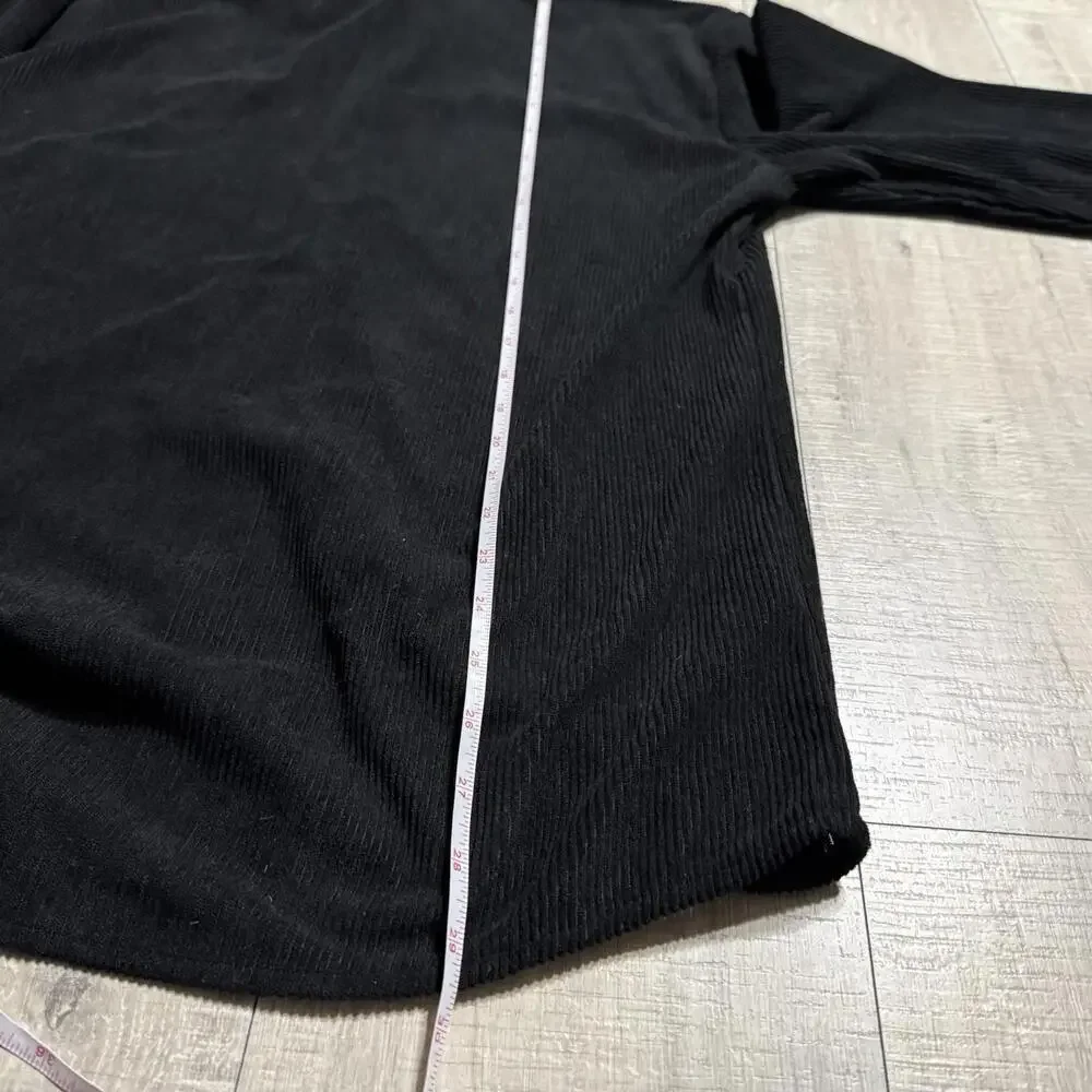 Manfinity SHEIN Corduroy Bottom Up Shirt Black Mens Size XL - Picture 9 of 9